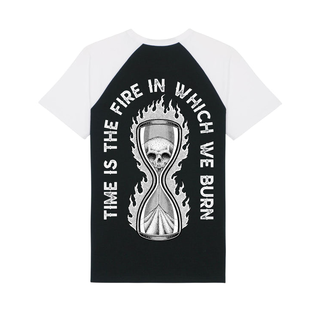 One Two Six Clothing - Time Is The Fire In Which We Burn Raglan Shirt black/white