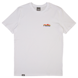 Radio Skateboards - Rainbow T-Shirt white