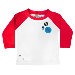 Wild One - Buttons Kids Raglan Longsleeve White/Red