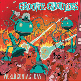 Groovie Ghoulies - World Contact Day neon yellow neon orange galaxy LP