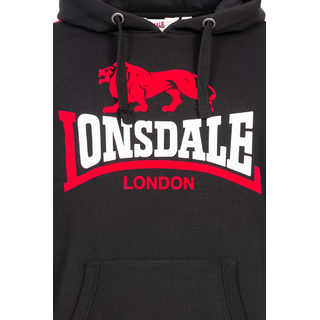 Lonsdale - Langwell Hooded Sweatshirt Black/White/Red
