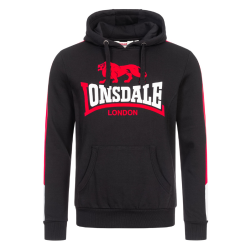 Lonsdale - Langwell Hooded Sweatshirt Black/White/Red