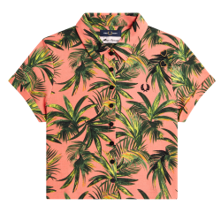 Fred Perry - Amy Palm Print Pique Shirt SG5142 coral heat...