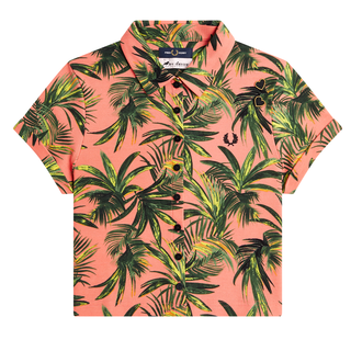 Fred Perry - Amy Palm Print Pique Shirt SG5142 coral heat Q23  M
