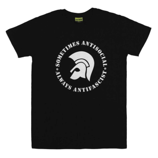 Sometimes Antisocial, Always Antifascist - Logo T-Shirt black white