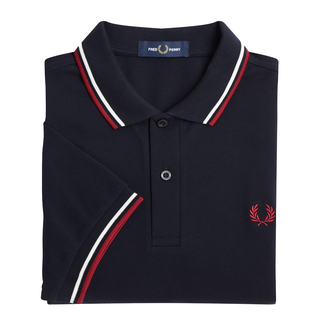 Fred Perry - Twin Tipped Polo Shirt M3600 navy/snow white/burnt red T55