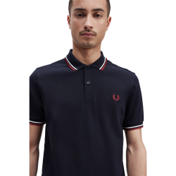 Fred Perry - Twin Tipped Polo Shirt M3600 navy/snow white/burnt red T55