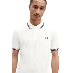 Fred Perry - Twin Tipped Polo Shirt M3600 snow white/burnt red/navy T60