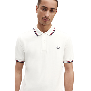 Fred Perry - Twin Tipped Polo Shirt M3600 snow white/burnt red/navy T60 XXL