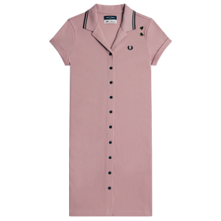 Fred Perry - Amy Button Through Pique Dress SD5144 Dusty Rose Pink S51