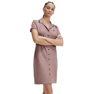 Fred Perry - Amy Button Through Pique Dress SD5144 Dusty Rose Pink S51 M