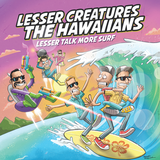 Hawaiians, The / Lesser Creatures - Lesser Talk More Surf transparent yellow black marbled LP
