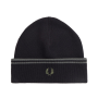 Fred Perry - Twin Tipped Merino Wool Beanie C9150 black/field green T02