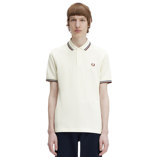 Fred Perry - Twin Tipped Polo Shirt M3600 ecru/french navy/whisky brown U41