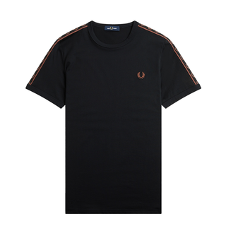 Fred Perry - Contrast Tape Ringer T-Shirt M4613 black/whisky brown S76