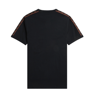 Fred Perry - Contrast Tape Ringer T-Shirt M4613 black whisky brown S76