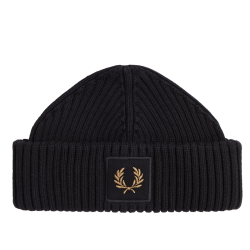 Fred Perry - Cotton Rib Beanie C6151 black/warm stone R91