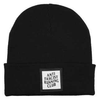 Anti Fascist Running Club - Beanie  w/ Reflector Patch - black