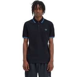 Fred Perry - Twin Tipped Polo Shirt M3600 black/light smoke/runaway bay ocean V18