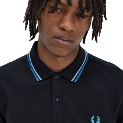 Fred Perry - Twin Tipped Polo Shirt M3600 black/light smoke/runaway bay ocean V18