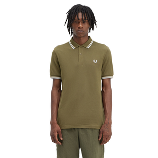 Fred Perry - Twin Tipped Polo Shirt M3600 uniform green/snow white/light ice V25