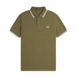 Fred Perry - Twin Tipped Polo Shirt M3600 uniform green/snow white/light ice V25