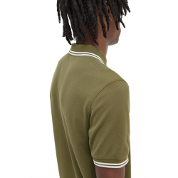 Fred Perry - Twin Tipped Polo Shirt M3600 uniform green/snow white/light ice V25