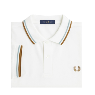 Fred Perry - Twin Tipped Polo Shirt M3600 snow white/silver blue/dark caramel V21 XXL