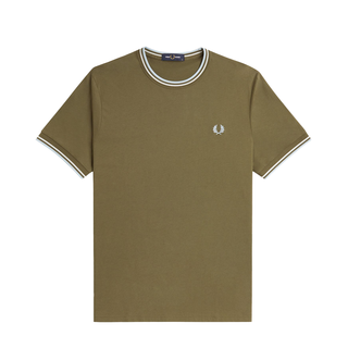 Fred Perry - Twin Tipped T-Shirt M1588 uniform green/snow white/light ice V25