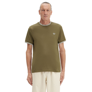 Fred Perry - Twin Tipped T-Shirt M1588 uniform green/snow white/light ice V25