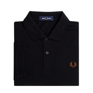 Fred Perry - Plain Polo Shirt M6000 black/whisky brown U35