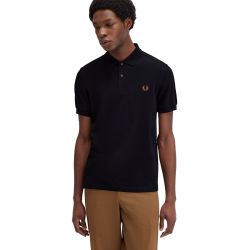 Fred Perry - Plain Polo Shirt M6000 black/whisky brown U35