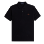 Fred Perry - Plain Polo Shirt M6000 black/whisky brown U35