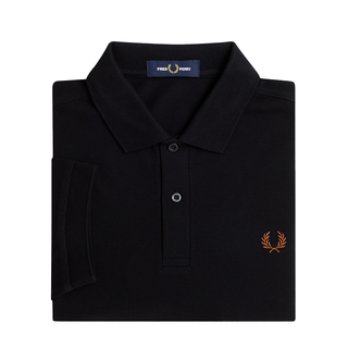 Fred Perry - Plain Polo Shirt M6000 black/whisky brown U35 M