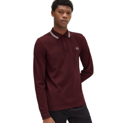 Fred Perry - Twin Tipped Polo Shirt Longsleeve M3636 oxblood/ecru/ecru 597