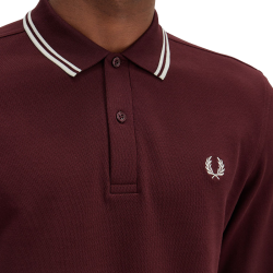 Fred Perry - Twin Tipped Polo Shirt Longsleeve M3636 oxblood/ecru/ecru 597