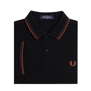 Fred Perry - Twin Tipped Polo Shirt M3600 black/carrington road brick/whisky brown W68