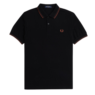 Fred Perry - Twin Tipped Polo Shirt M3600 black/carrington road brick/whisky brown W68