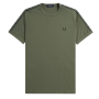 Fred Perry - Contrast Tape Ringer T-Shirt M4613 laurel wreath green/night green W49