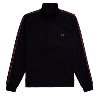 Fred Perry - Contrast Taped Track Jacket J5557 black/whiskybrown S76 