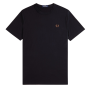 Fred Perry - Crew Neck T-Shirt M1600 black/whiskybrown X56