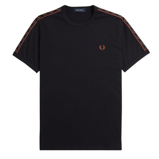 Fred Perry - Contrast Tape Ringer T-Shirt M4613 black/whiskybrown X56