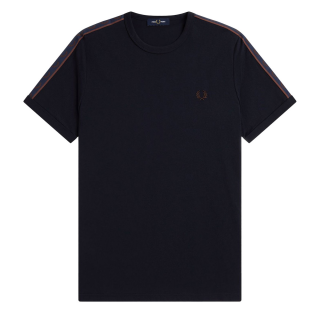 Fred Perry - Contrast Tape Ringer T-Shirt M4613 navy/carrington brick W71