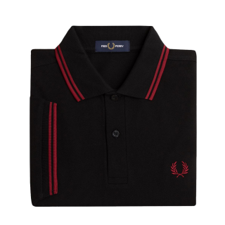 Fred Perry - Twin Tipped Polo Shirt M3600 black/burnt red/burnt red Y42