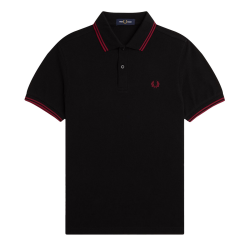 Fred Perry - Twin Tipped Polo Shirt M3600 black/burnt red/burnt red Y42