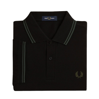 Fred Perry - Twin Tipped Polo Shirt M3600 black/court green/court green Y43