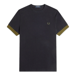 Fred Perry - Striped Cuff T-Shirt M7707 black R88