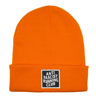 Anti Fascist Running Club - Beanie w/ Reflector Patch orange