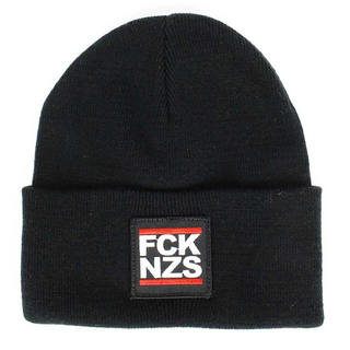 FCK NZS - logo beanie mit umschlag black