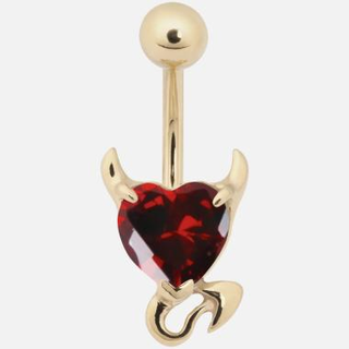 Wildcat - steel zirconline crystal devil heart banabell gold/red